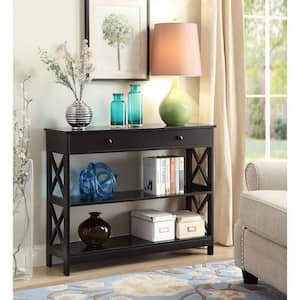 Oxford 40 in. Black Standard Rectangle Wood Console Table with 1-Drawer