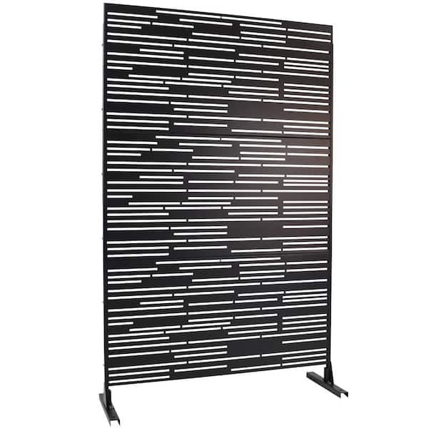 Unbranded 6.3 ft. H x 4 ft. W Black Metal Outdoor Privacy Screen Decorative Screen Panel Freestanding Garden Fence Panels