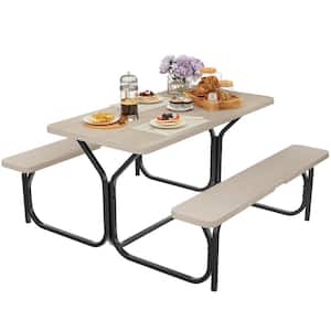 4.5 ft. Beige Rectangular Outdoor Picnic Table Bench