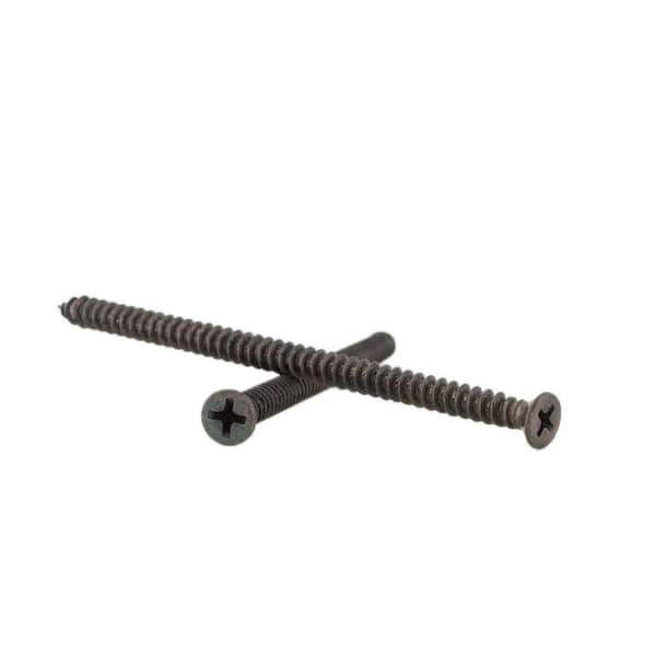 Fringe Screw #10 x 4 in. Oil-Rubbed Bronze Phillips Flat-Head Long Hinge Screw with Oversize Threads to Secure Entry Doors (18-Pack)