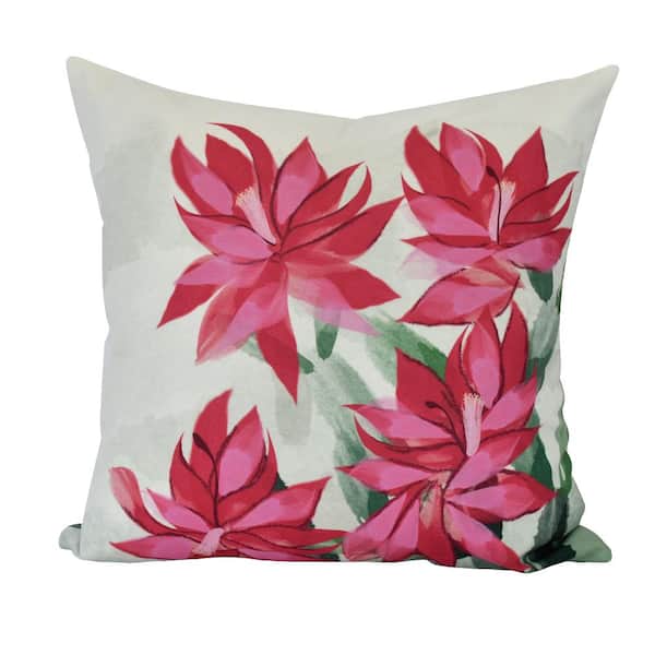 Unbranded Christmas Cactus Pink Floral 20 in. x 20 in. Throw Pillow