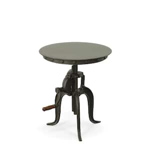 Tanvi 18 in. Industrial Adjustable Height Round Metal Top End Table