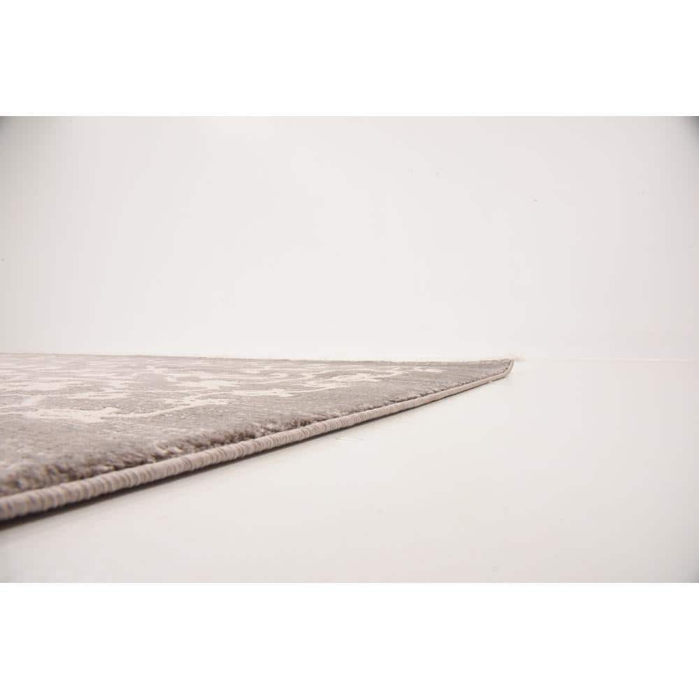 Light Gray Abstract Synthetic Easy Care Stain-Resistant Area Rug 10' x 13'