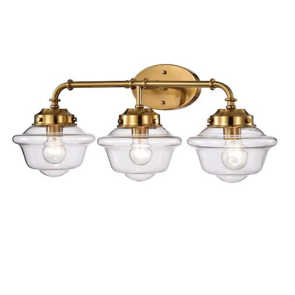 Warehouse of Tiffany Nicoline 11 in. 3-Light Indoor Gold Finish Wall Sconce with Light Kit