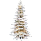 7.5-ft. Pre-Lit Mountain Pine Snow Flocked Artificial Christmas Tree, Warm White LED Lights