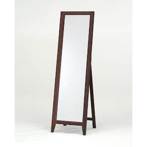 SignatureHome Walnut Finish Solid Wood Material Free Standing Floor Mirror with Full-Length Size: 15"W x 16"L x 59" H