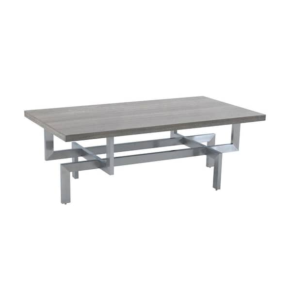 Benjara 28 in. Gray Rectangle Wood Top Coffee Table