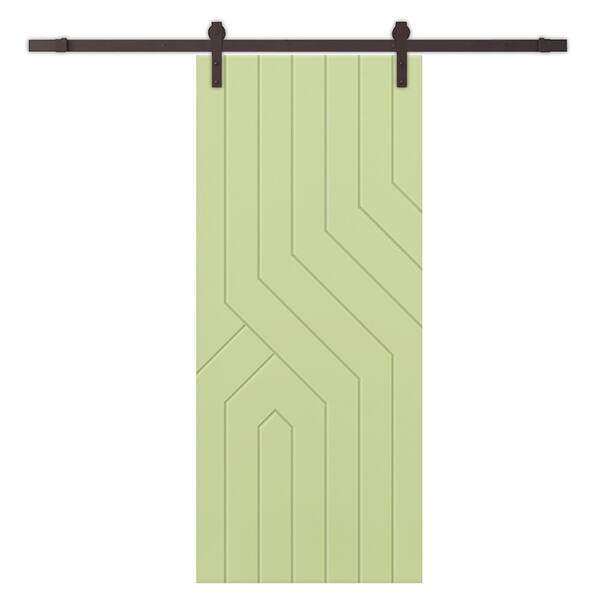 CALHOME 30 in. x 84 in. Sage Green Painted Composite MDF Paneled Interior Sliding Barn Door with Hardware Kit