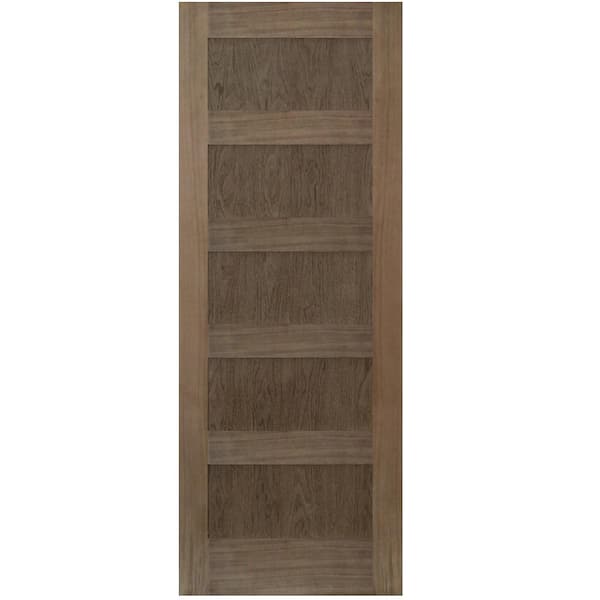 Stile Doors 24 in. x 80 in. Shaker Walnut 5 Panel Solid Core Wood Interior Door Slab
