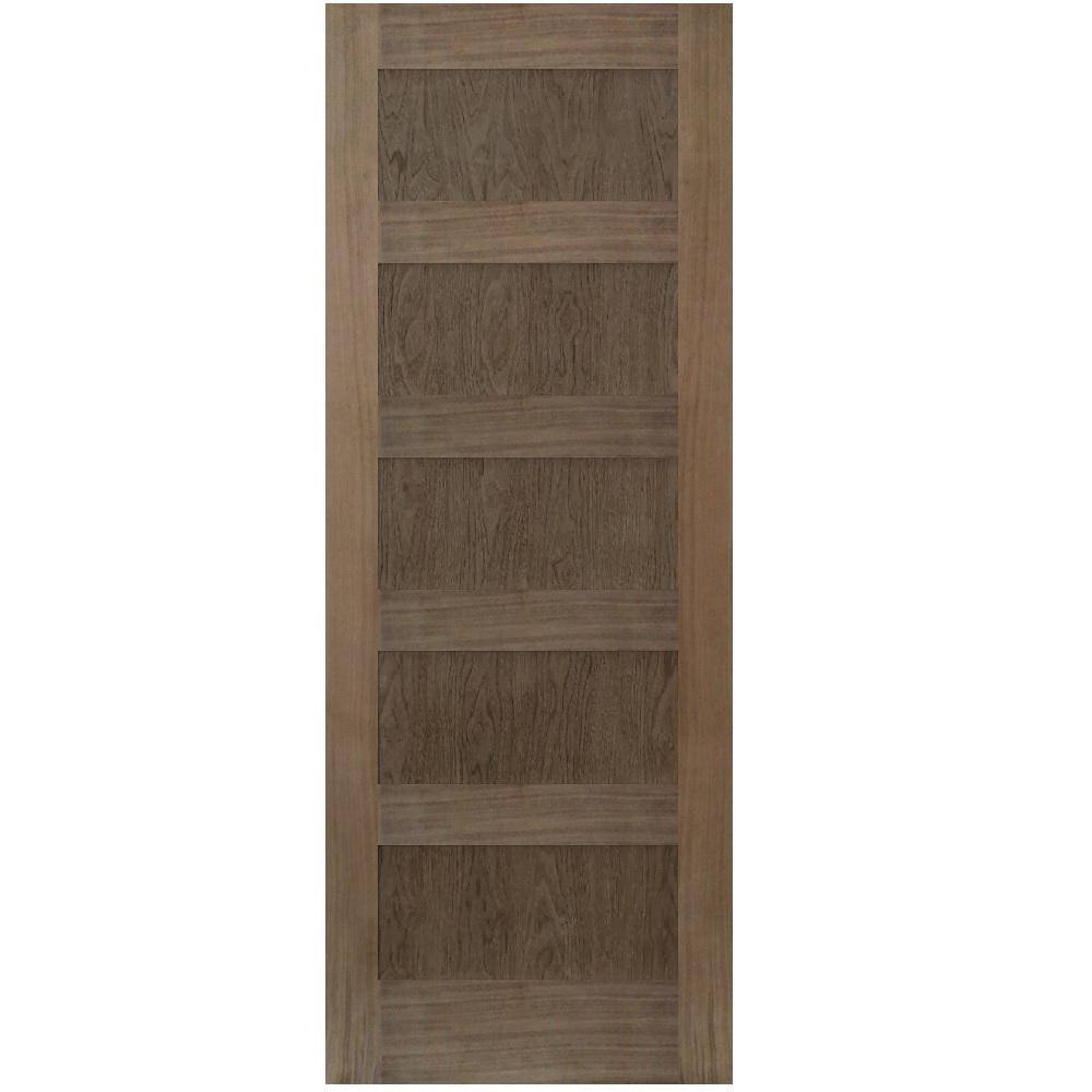 Stile Doors 28 in. x 80 in. Shaker Walnut 5 Panel Solid Core Wood
