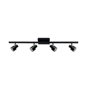 3 ft. 4-Light Matte Black Hard Wired Track Lighting Kit with Gimbal Head, Bulbs Included