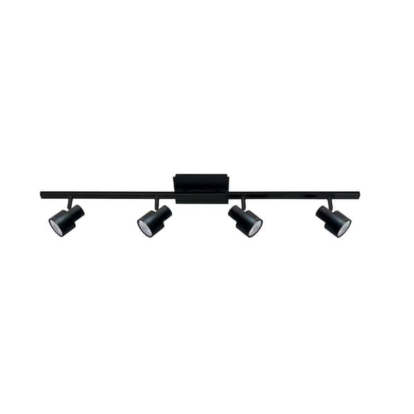 Edvivi 3 ft. 4-Light Matte Black Hard Wired Track Lighting Kit with Gimbal Head, Bulbs Included