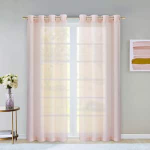 Jessica Simpson Nora Embroidered 52 in. W x 84 in. L Polyester Faux Linen  Sheer Grommet Tiebacks Curtain in Blush Pink (2 Panels) JSC016248 - The Home  Depot
