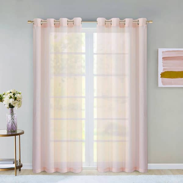 Dainty Home Blush Extra Wide Grommet Sheer Curtain - 55 in. W x 84 in. L