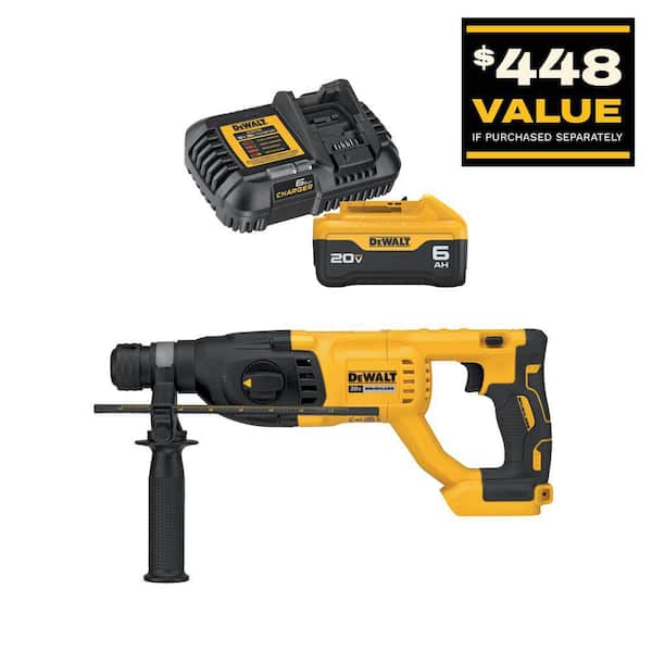 20V MAX Lithium-Ion Cordless Brushless 1 in. SDS Plus Concrete and Masonry Rotary Hammer with 6Ah Battery & Charger Kit