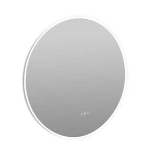 24 in. W x 24 in. H LED Large Round Frameless Wall Bathroom Vanity Mirror in Silver