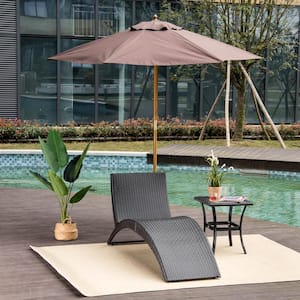 Folding Plastic Rattan Wicker Poolside Outdoor Patio Chaise Lounge Chair with White Cushion and Folding Design