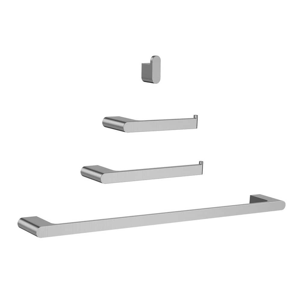 4-Piece 1-Spray Wall Mount Handheld Shower Head with Towel Rack Set 1.8 GPM in Brushed Nickel Stainless Steel price history on PriceWatchPro