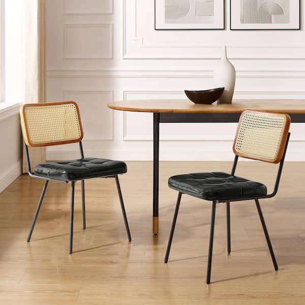 Art Leon SIASY Gray Faux Leather Accent Cane Side Chair Set of 2