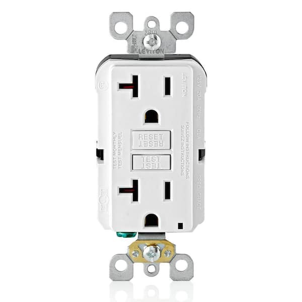 20 Amp 125-Volt Tamper Resistant Self-Test SmartlockPro Slim Duplex GFCI Outlet, White GFNT2-KW