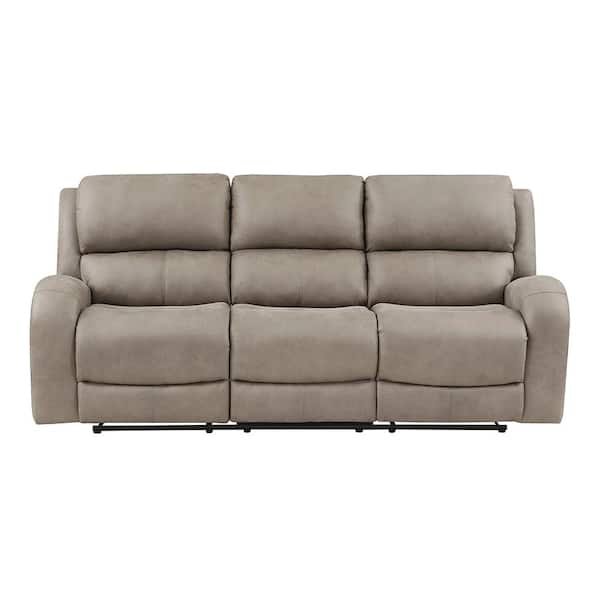 Venture 84.5 in. W Slope Arm Microfiber Rectangle Double Manual Reclining Sofa in Brown