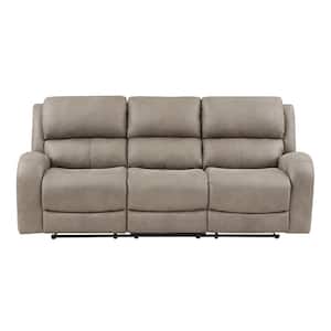 Venture 84.5 in. W Slope Arm Microfiber Rectangle Double Manual Reclining Sofa in Brown