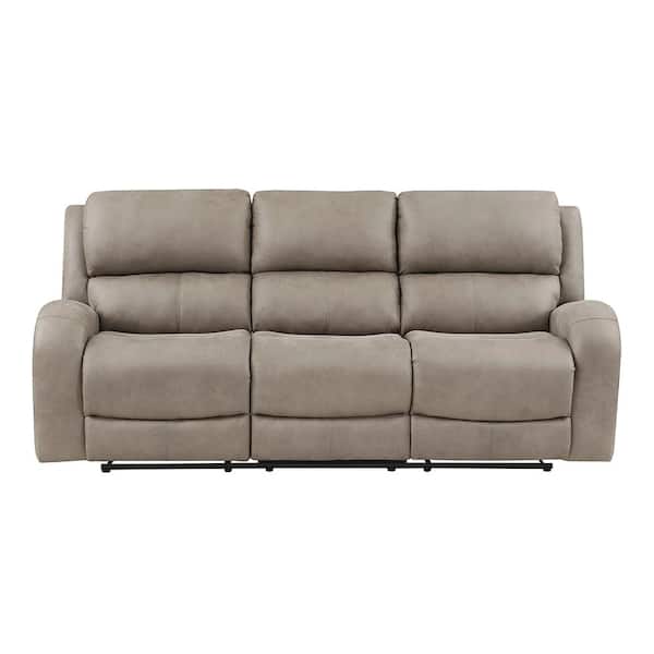 Unbranded Venture 84.5 in. W Slope Arm Microfiber Rectangle Double Manual Reclining Sofa in Brown