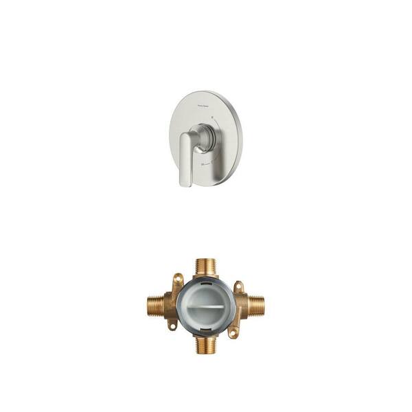 Flash Shower Rough-In Valve with Universal Inlets/Outlets and Aspirations Wall Mount Valve Trim in Brushed Nickel Combo