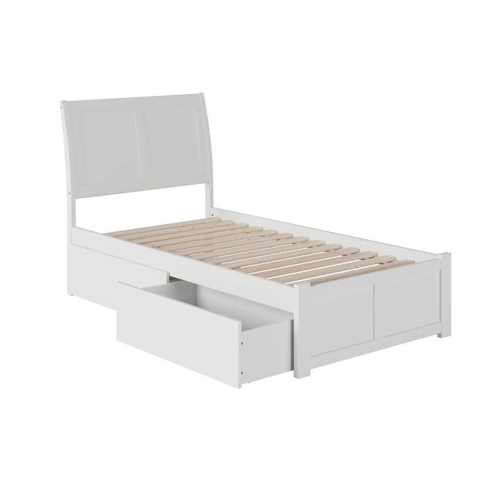 AFI Portland White Twin Solid Wood Storage Platform Bed with Flat Panel ...