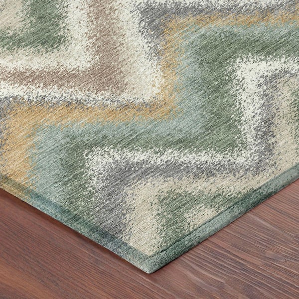 Chantille Machine Washable Indoor/Outdoor Abstract ACN2596 Basil 2 ft. x 7 ft. Runner Rug