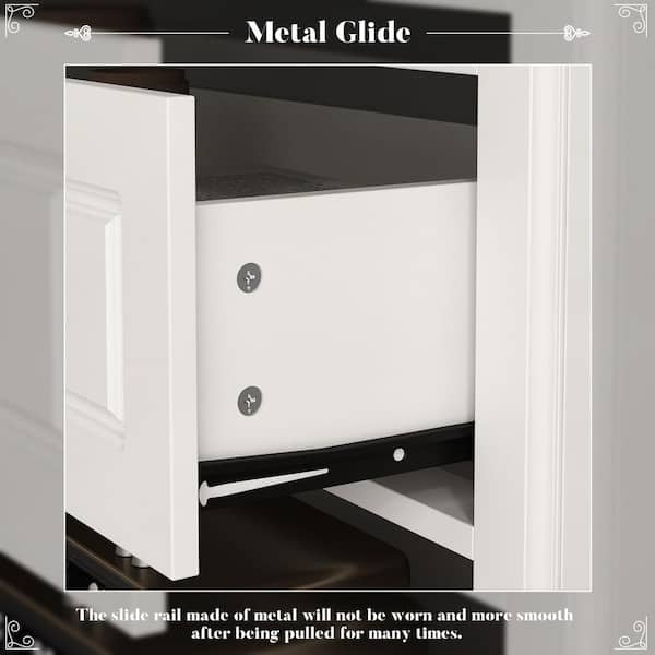 FUFU&GAGA White Wood Storage Cabinet With 3-Acrylic Door and 3-Drawer With  Large Storage Spaces For Living Room, Study, Kitchen KF260033-02-KPL - The  Home Depot