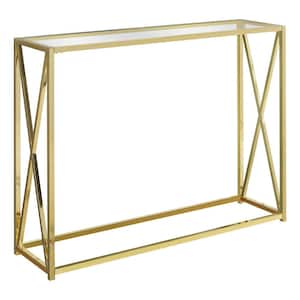 43 in. Gold Standard Rectangle Glass Console Table with Tempered Glass