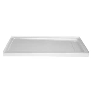 60 in. L x 32 in. W Alcove Concealed Drain Shower Pan Base with Right Drain in White