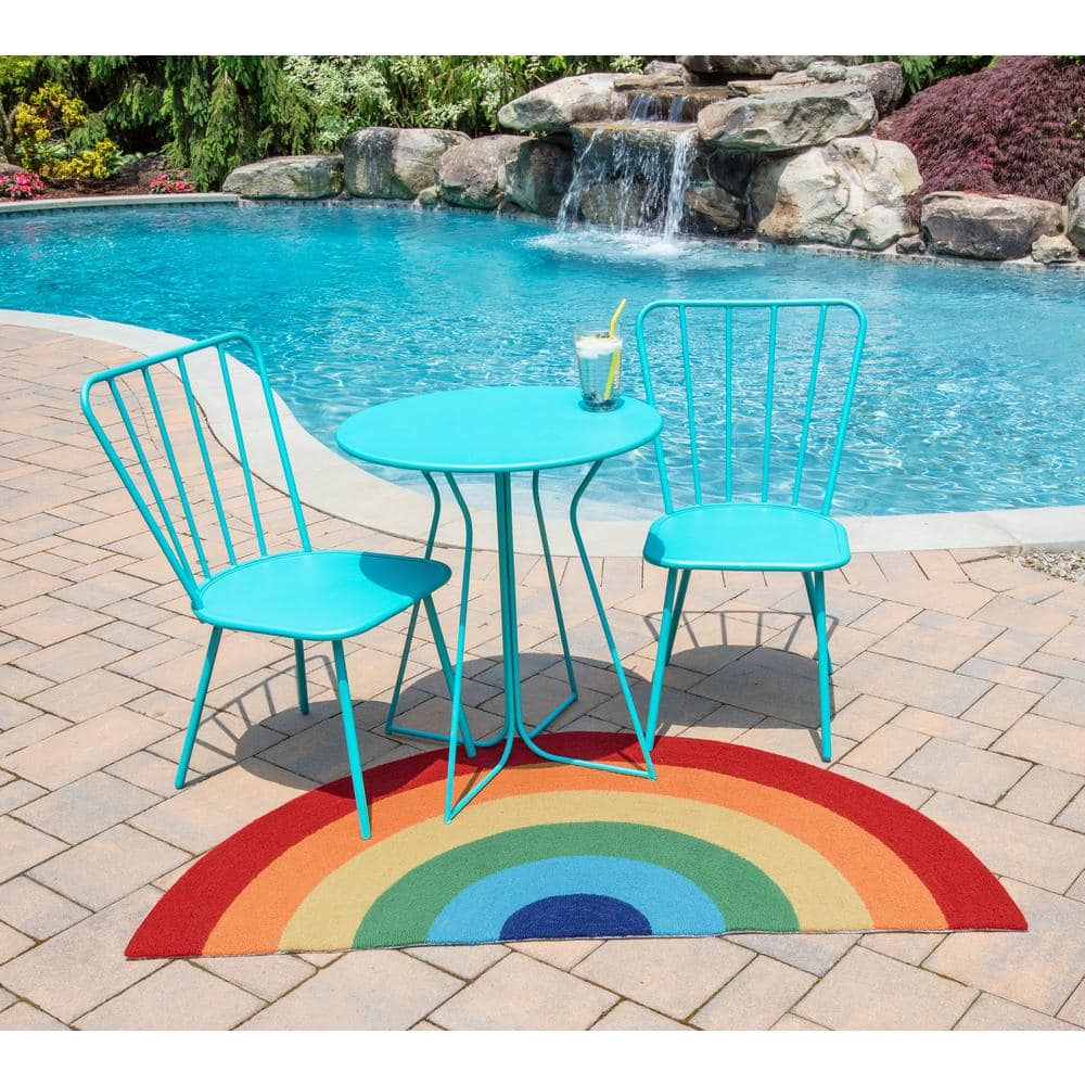 Hand Hooked Multicolor Rainbow Kitchen Mat 2'6" x 5'