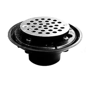 2 in. x 3 in. ABS Shower Drain/Floor Drain w/4 in. Chrome Plated Cast Round Strainer-Fits Over 2 in. Sch. 40 DWV Pipe