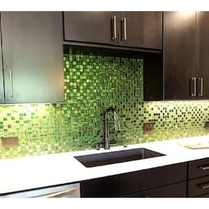 Green 11.3 in. x 11.3 in. Polished and Matte Finished Glass Mosaic Tile (4.43 sq. ft./Case)