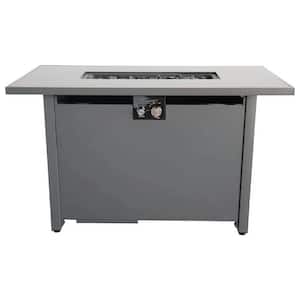 25 in. H x 42 in. W Black Metal Outdoor Fire Pit Table with Lid for Patio, Deck