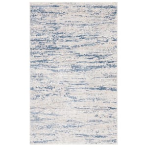 Amelia Ivory/Blue 2 ft. x 4 ft. Abstract Striped Area Rug
