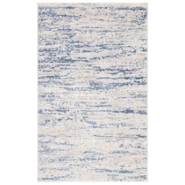SAFAVIEH Amelia Ivory/Blue Doormat 2 ft. x 4 ft. Abstract Striped Area Rug