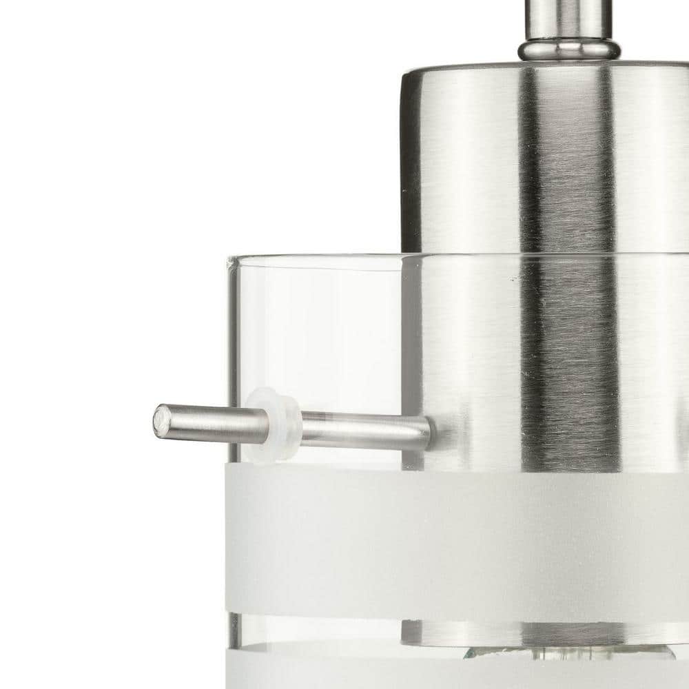 Fairview Brushed Nickel Mini Pendant with Clear and Etched Glass Shade