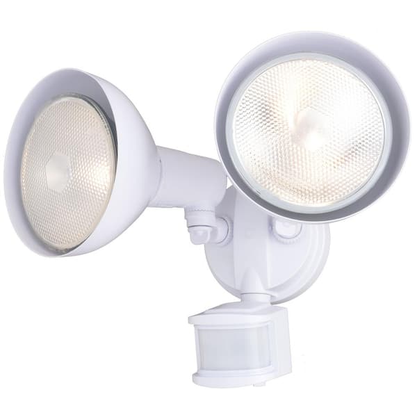 White Motion Sensor Dusk to Dawn Outdoor Security Flood Light - 180-Degree Range - 70 ft.