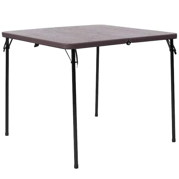 Carnegy Avenue 34 in. Brown Plastic Tabletop Metal Frame Folding Table