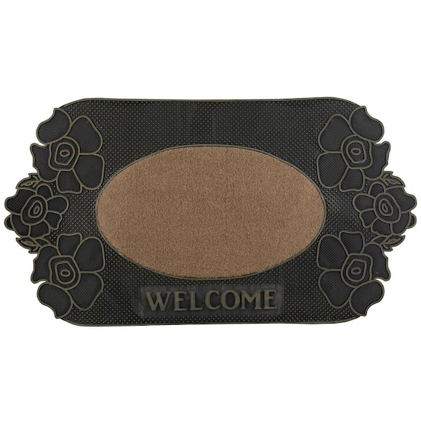 SUPERIO Beige 18 in. x 31 in. Flower Door Mat
