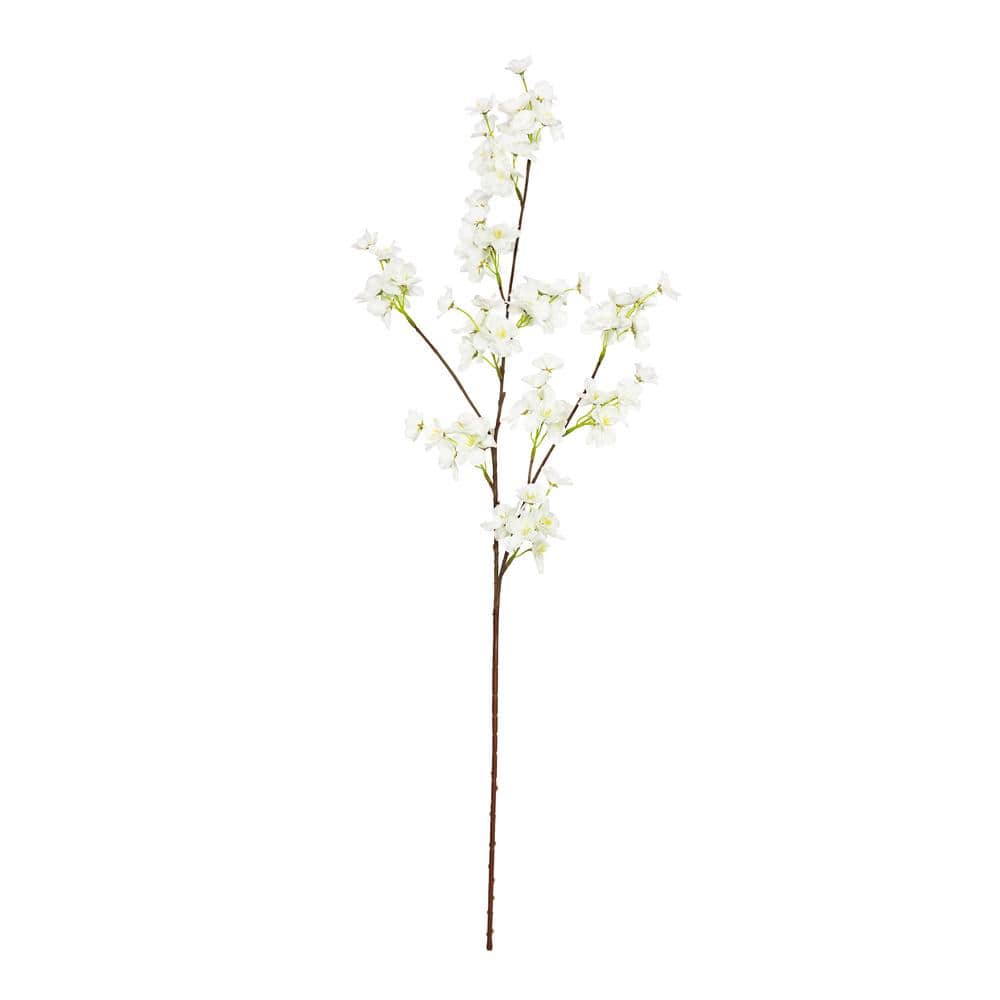 34 in. Cream White Artificial Cherry Blossom Flower Stem Spray (Set of ...