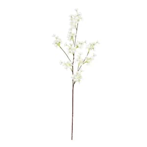 34 in. Cream White Artificial Cherry Blossom Flower Stem Spray (Set of 6)