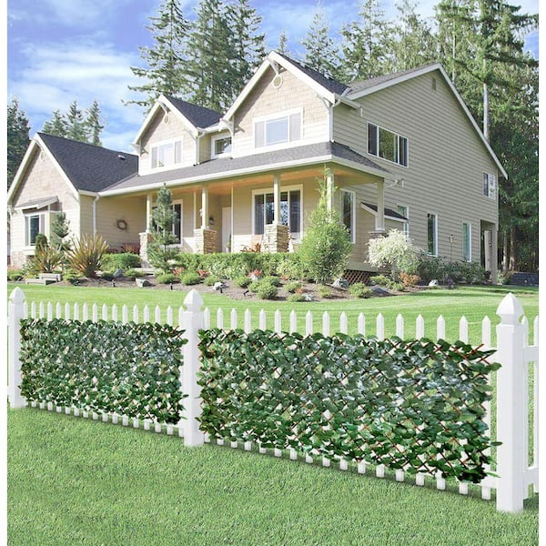 48in. Hx18 in. W Privacy Stretchable Polyethylene Garden Fence Double-Sided Faux Ivy Sweet Potato Leaves Fence, 1-Pieces