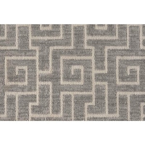 Labyrinth - Armour Ivory - Gray 13.2 ft. 45 oz. Polyester Pattern Installed Carpet