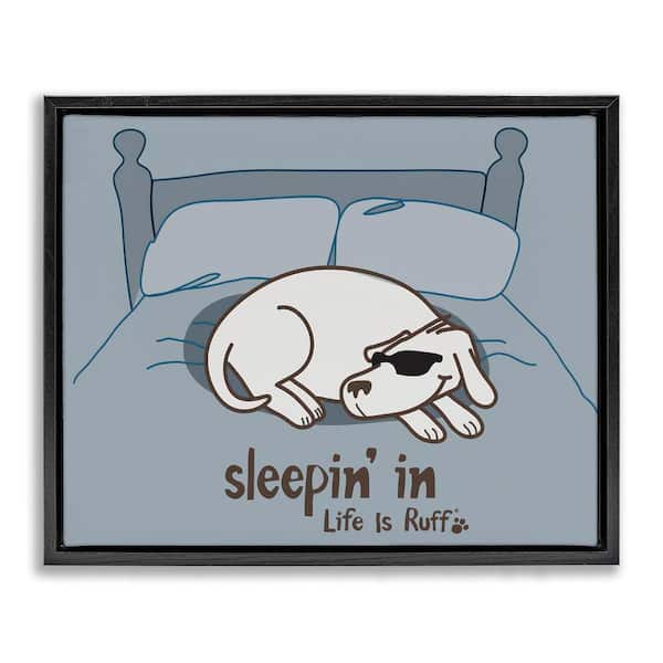 Stupell Industries Sleeping in Dog by LIR Black Floater Frame Animal Graphic Art Print 17 in. x 21 in.