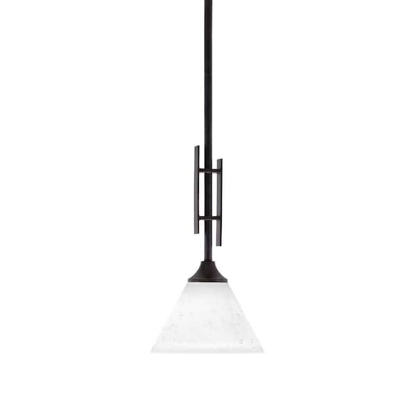 Unbranded Ontario 60-Watt, 1-Light Dark Granite Stem Hung Mini Pendant Light with White Muslin Glass Shade and No Bulb Included