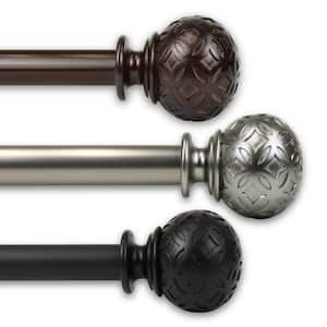 Plaid 1 in. Single Curtain Rod 160 in. to 240 in. in Black